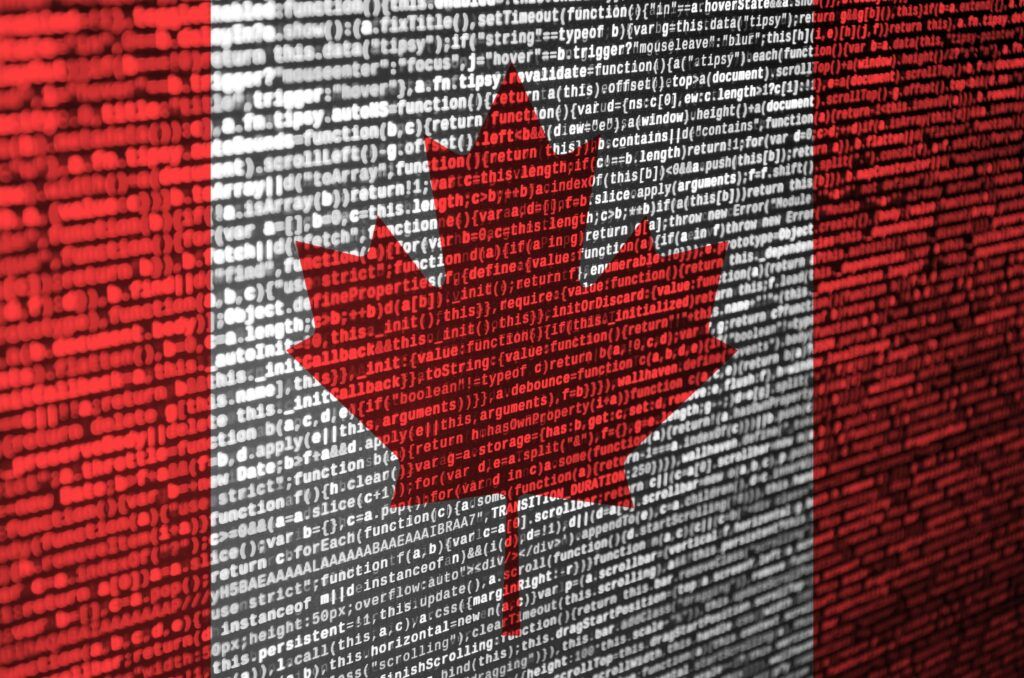 Canadian flag overlay on computer code representing Canada’s Sexual Offender Information Registration Act (SOIRA) and the National Sex Offender Registry.