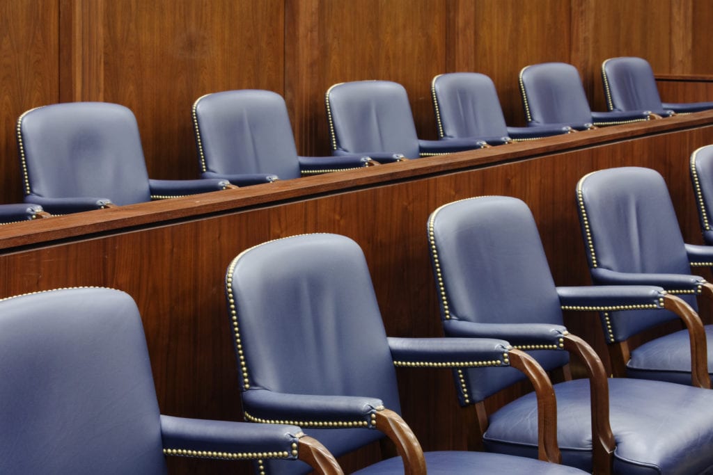 Dallas, Texas, United States,USA,Empty Jury Seats in Courtroom